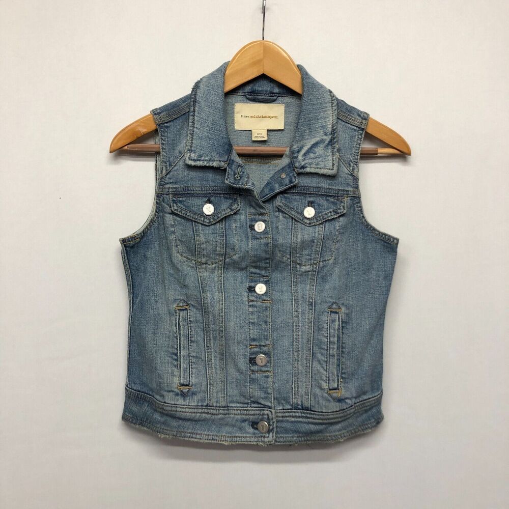 Pilcro and the letterpress Women Sleeveless Denim Vest Jacket Size Small B266 -5